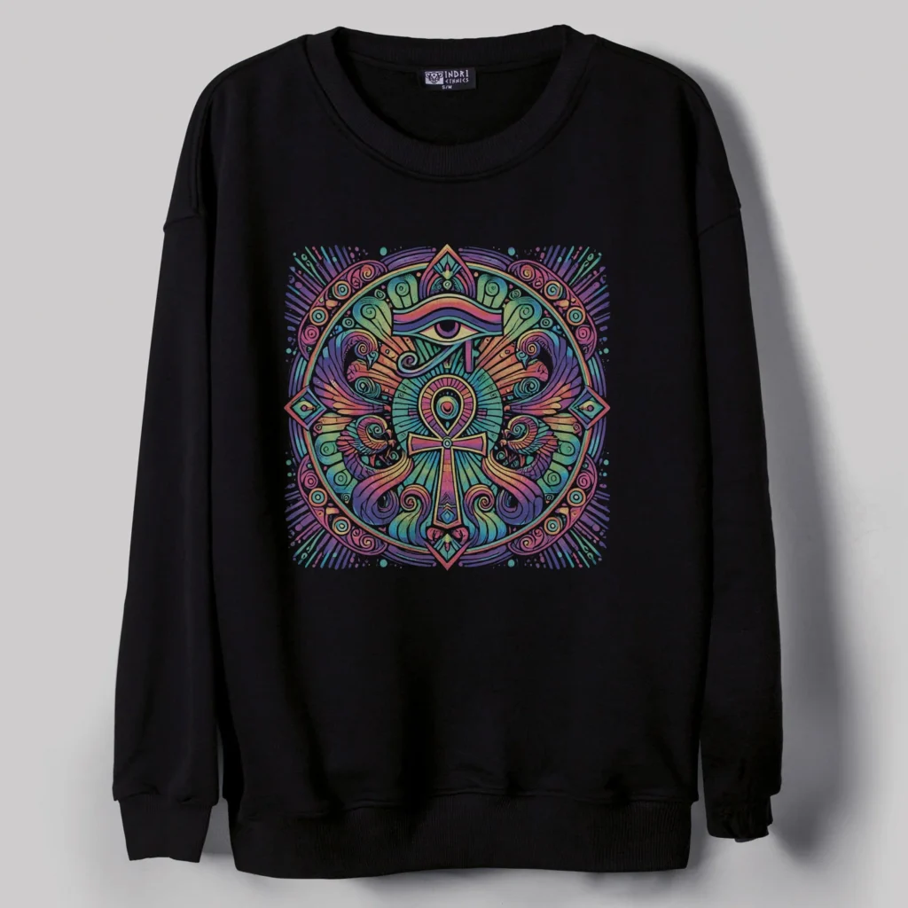Psychedelic Eye of Ra and Ankh Oversize Sweatshirt