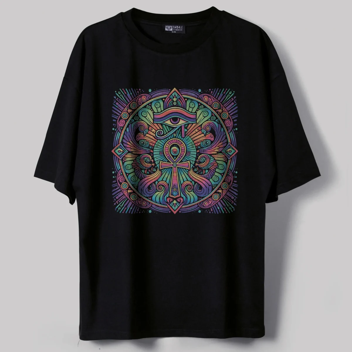 Psychedelic Eye of Ra and Ankh Oversize T-Shirt
