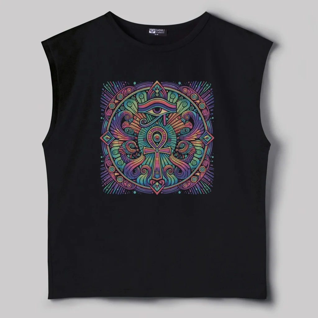 Psychedelic Eye of Ra and Ankh Oversize Atlet